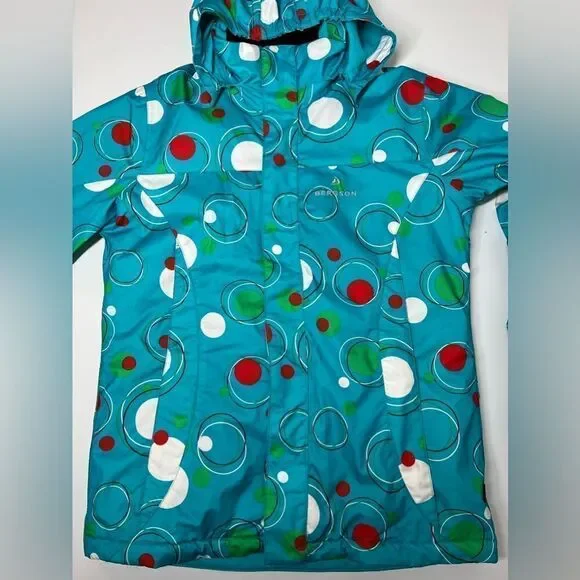 Bergson SKI-/SNOWBOARD Winter JACKET Blue Red Dots Size 16 Kids /176 cm